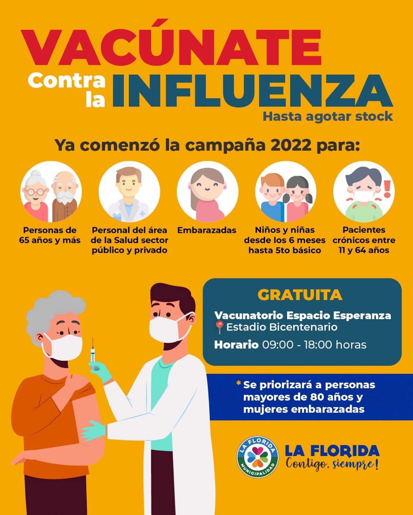 La Florida fortalece vacunación contra la influenza COMUDEF